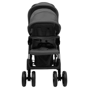 vidaXL Tandem Twin Stroller Dark Grey Steel