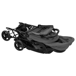 vidaXL Tandem Twin Stroller Dark Grey Steel