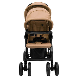 vidaXL Tandem Double Stroller Taupe Steel