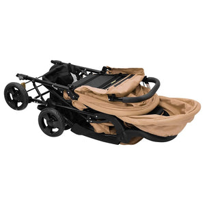 vidaXL Tandem Double Stroller Taupe Steel