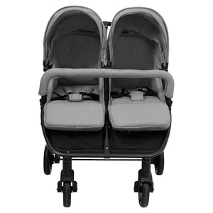 vidaXL Tandem Stroller Light Grey and Black Steel