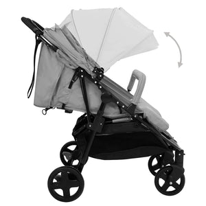 vidaXL Tandem Stroller Light Grey and Black Steel
