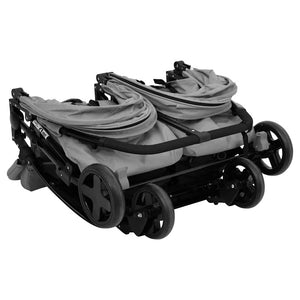 vidaXL Tandem Stroller Light Grey and Black Steel