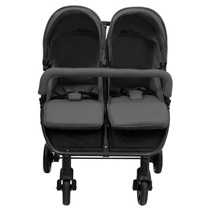 vidaXL Twin Stroller Dark Grey and Black Steel