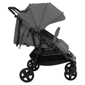 vidaXL Twin Stroller Dark Grey and Black Steel