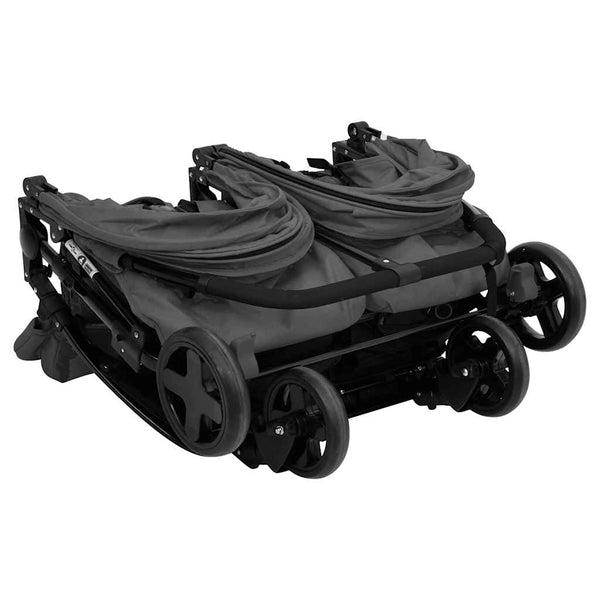 vidaXL Twin Stroller Dark Grey and Black Steel