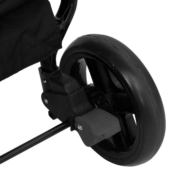 vidaXL Twin Stroller Dark Grey and Black Steel