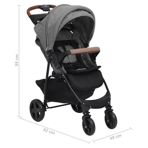 vidaXL 2-in-1 Stroller Light Gray Steel