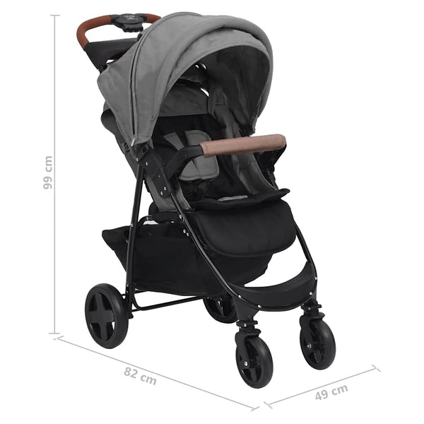 vidaXL 2-in-1 Stroller Light Gray Steel
