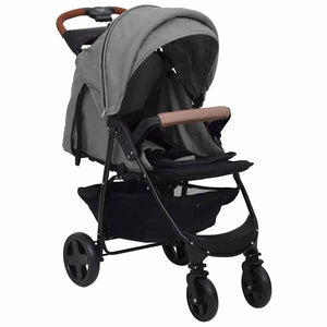 vidaXL 2-in-1 Stroller Light Gray Steel
