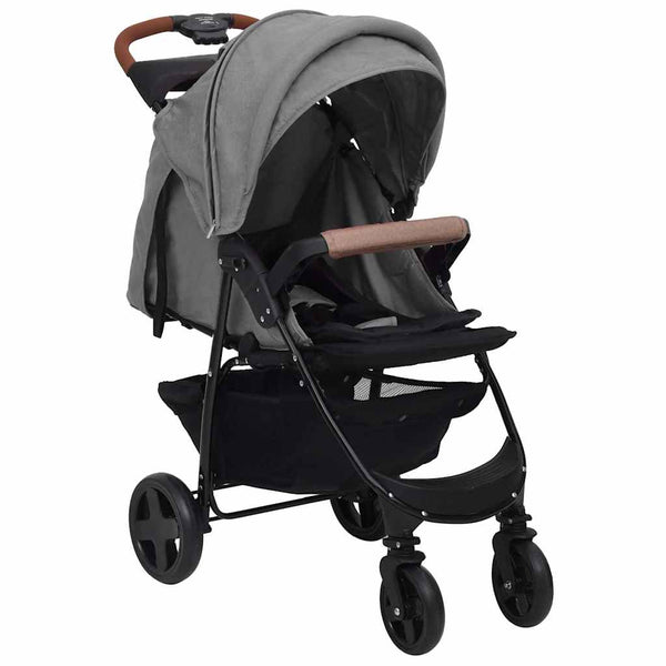 vidaXL 2-in-1 Stroller Light Gray Steel
