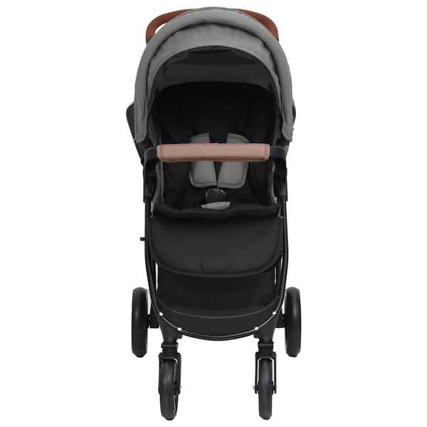 vidaXL 2-in-1 Stroller Light Gray Steel