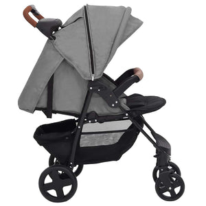 vidaXL 2-in-1 Stroller Light Gray Steel