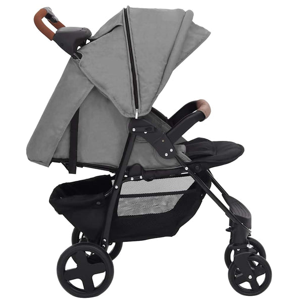 vidaXL 2-in-1 Stroller Light Gray Steel