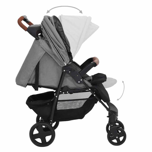 vidaXL 2-in-1 Stroller Light Gray Steel