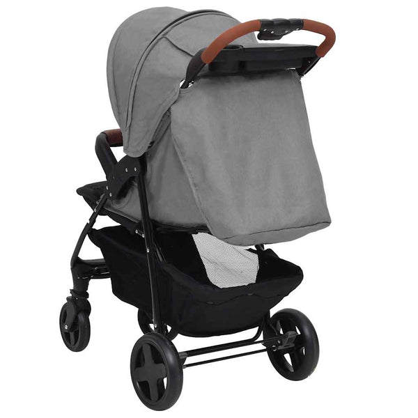 vidaXL 2-in-1 Stroller Light Gray Steel