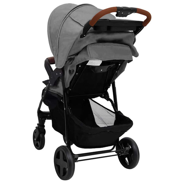 vidaXL 2-in-1 Stroller Light Gray Steel