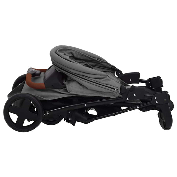 vidaXL 2-in-1 Stroller Light Gray Steel