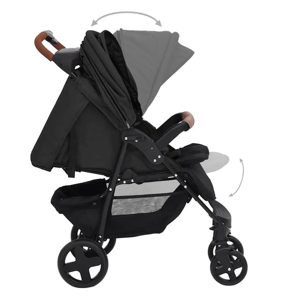 vidaXL 2-in-1 Stroller Anthracite Steel