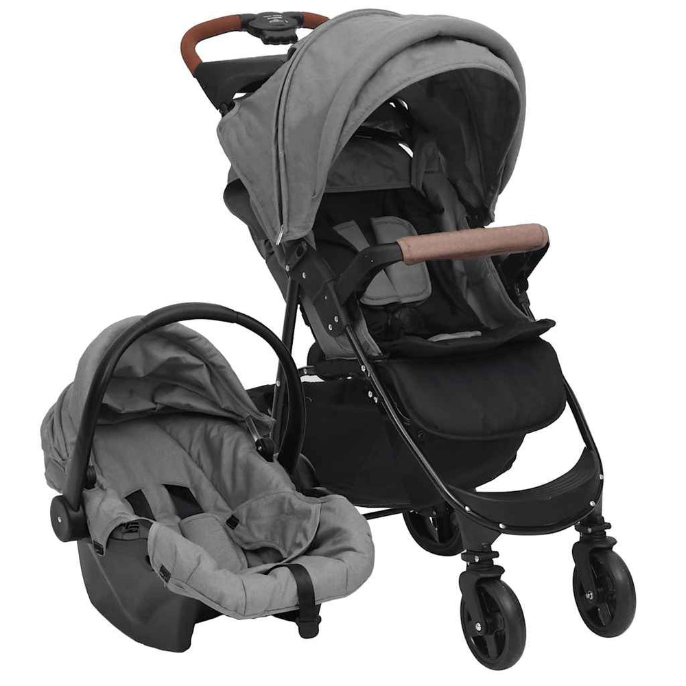 vidaXL 3-in-1 Stroller Light Grey Steel