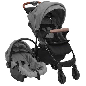 vidaXL 3-in-1 Stroller Light Grey Steel