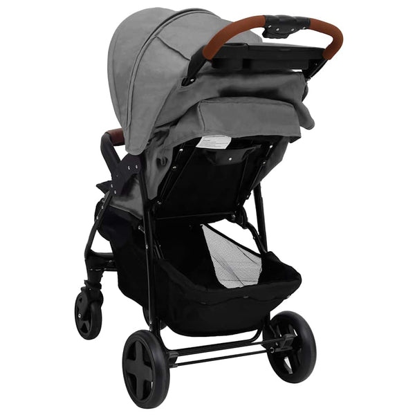vidaXL 3-in-1 Stroller Light Grey Steel