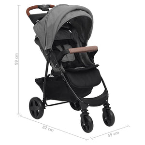 vidaXL 3-in-1 Stroller Light Grey Steel