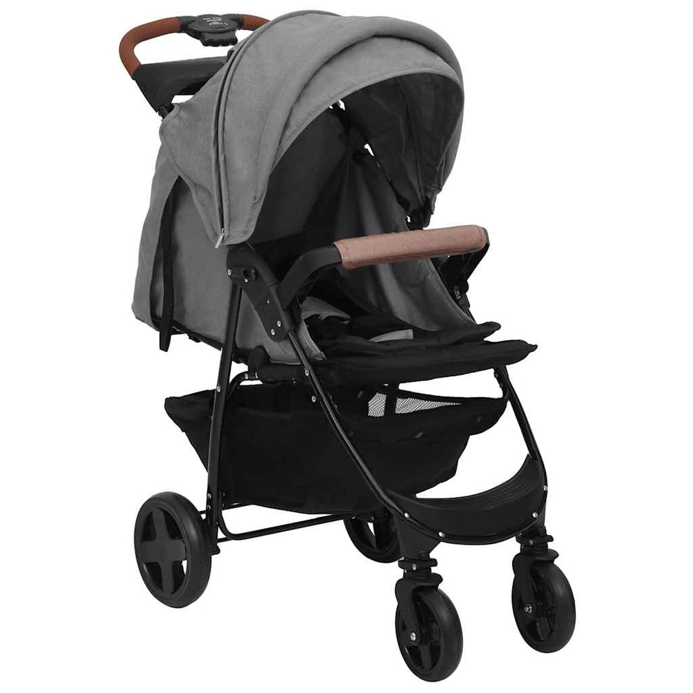 vidaXL 3-in-1 Stroller Light Grey Steel