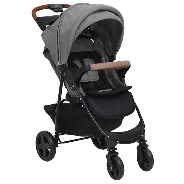vidaXL 3-in-1 Stroller Light Grey Steel