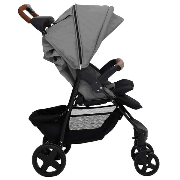 vidaXL 3-in-1 Stroller Light Grey Steel