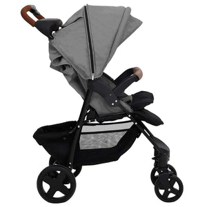 vidaXL 3-in-1 Stroller Light Grey Steel