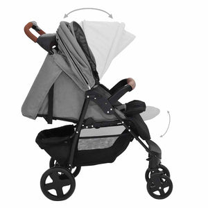 vidaXL 3-in-1 Stroller Light Grey Steel