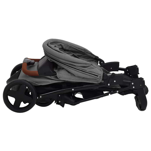 vidaXL 3-in-1 Stroller Light Grey Steel