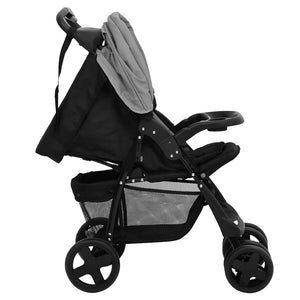 vidaXL 3-in-1 Stroller Light Grey and Black Steel