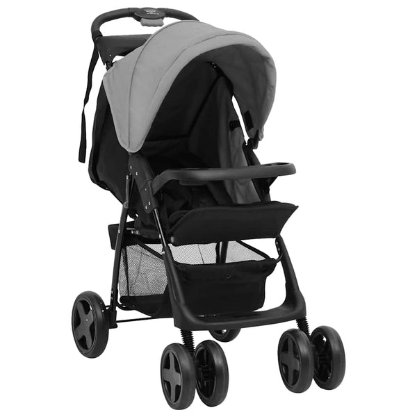 vidaXL 3-in-1 Stroller Light Grey and Black Steel