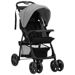 vidaXL 3-in-1 Stroller Light Grey and Black Steel