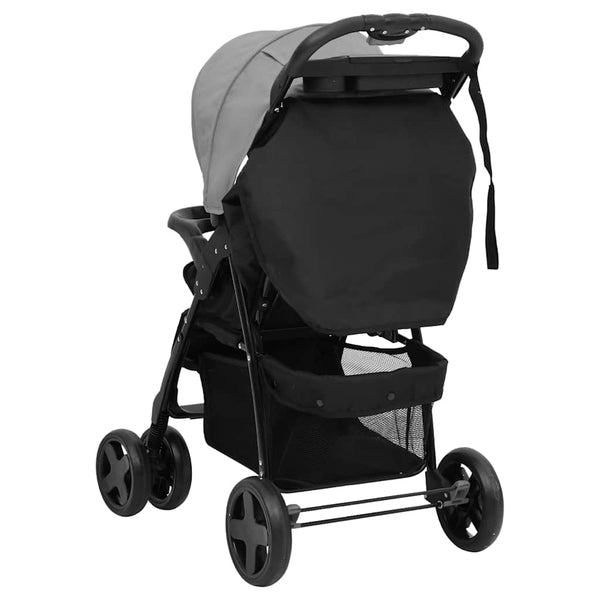 vidaXL 3-in-1 Stroller Light Grey and Black Steel