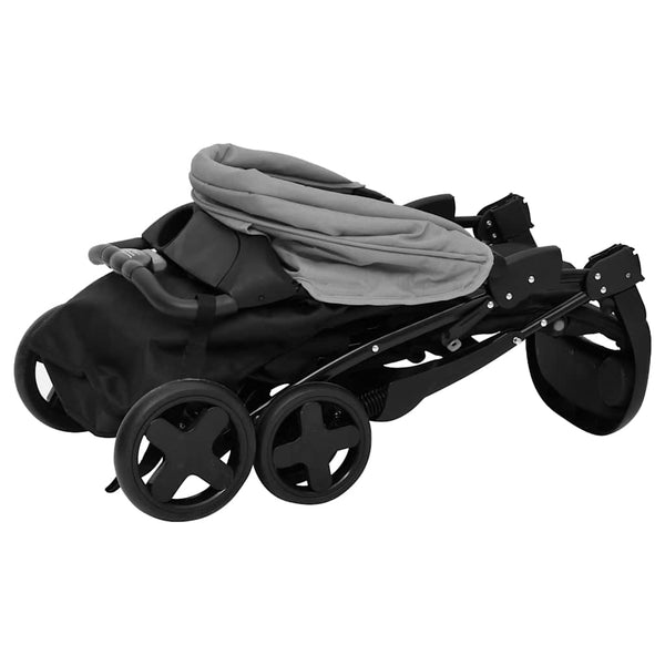 vidaXL 3-in-1 Stroller Light Grey and Black Steel