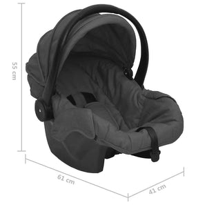 vidaXL 3-in-1 Baby Stroller Dark Grey and Black Steel