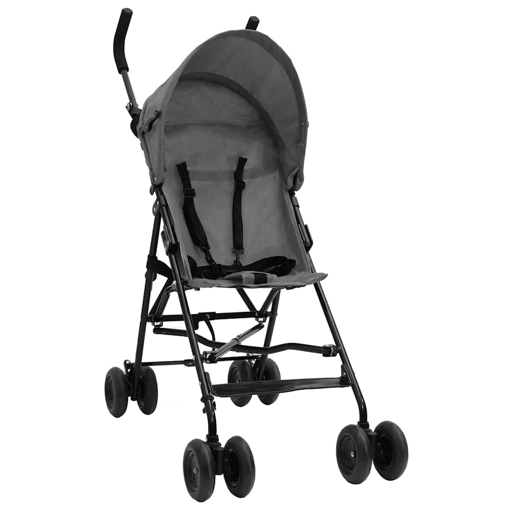 vidaXL Stroller Light Grey and Black Steel