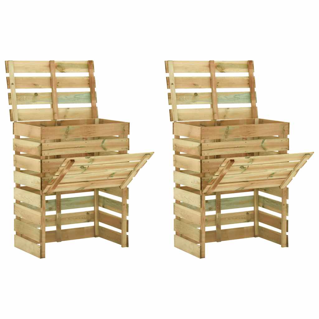 vidaXL Slat Composter 2 pcs 80x50x100 Impregnated Pinewood