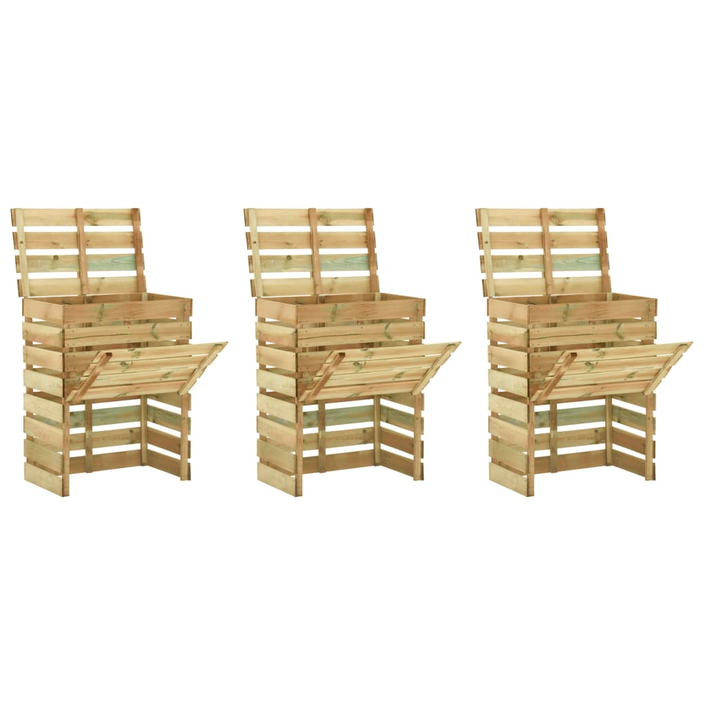 vidaXL Slatted Composter 3 pcs 80x50x100 Impregnated Pinewood