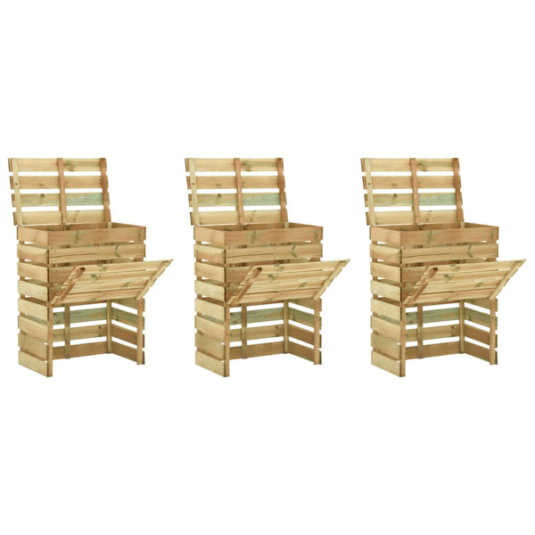 vidaXL Slatted Composter 3 pcs 80x50x100 Impregnated Pinewood
