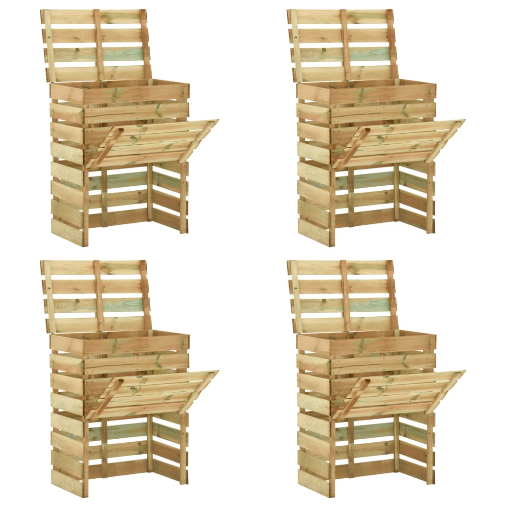 vidaXL Slatted Compost Bin 4 pcs 80x50x100 Impregnated Pinewood