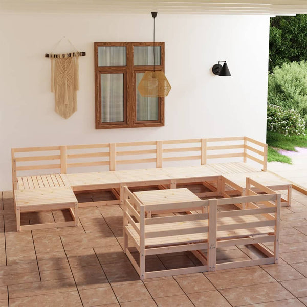 vidaXL 10-Piece Garden Lounge Set Solid Pinewood