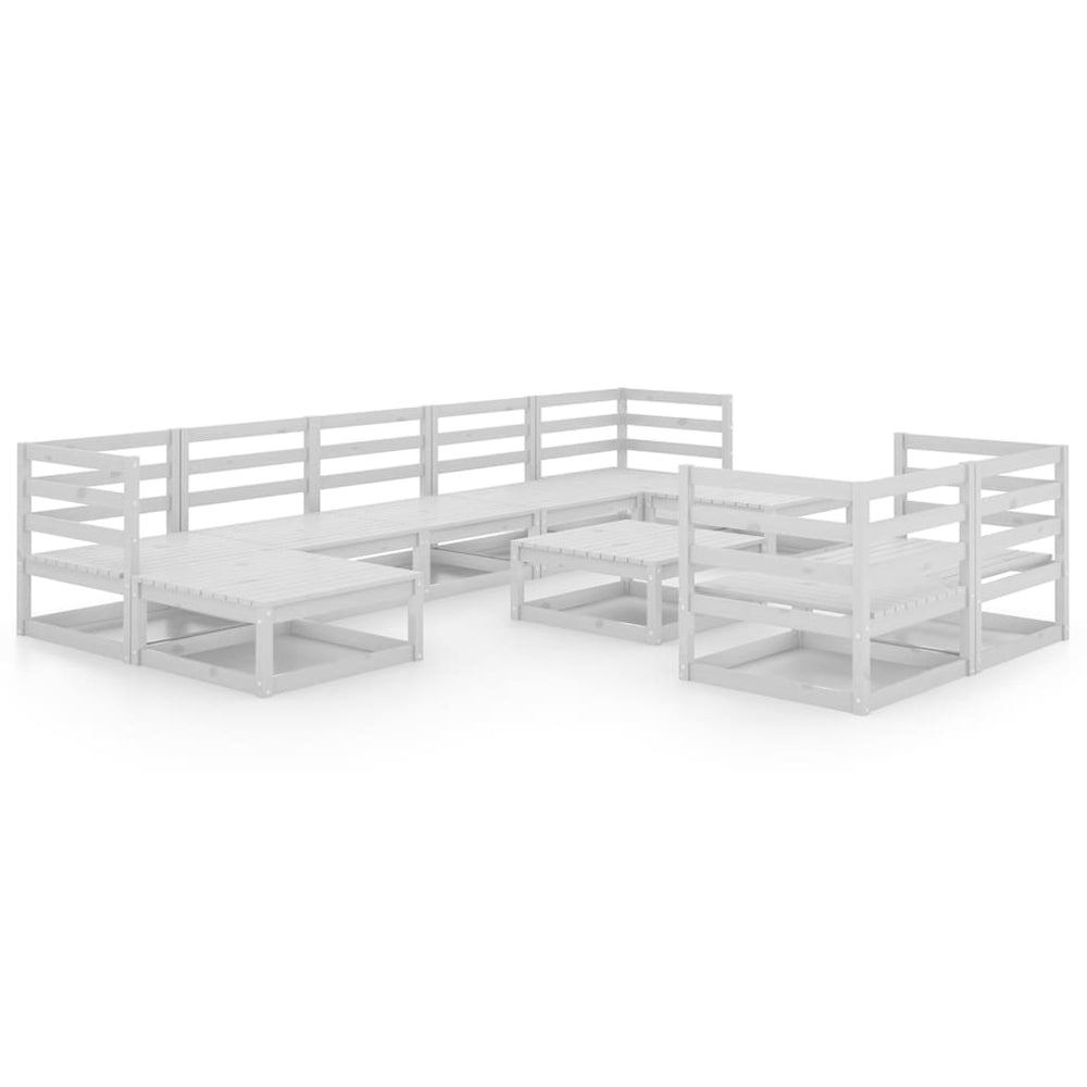 vidaXL 10-piece Garden Lounge Set White Solid Pine Wood