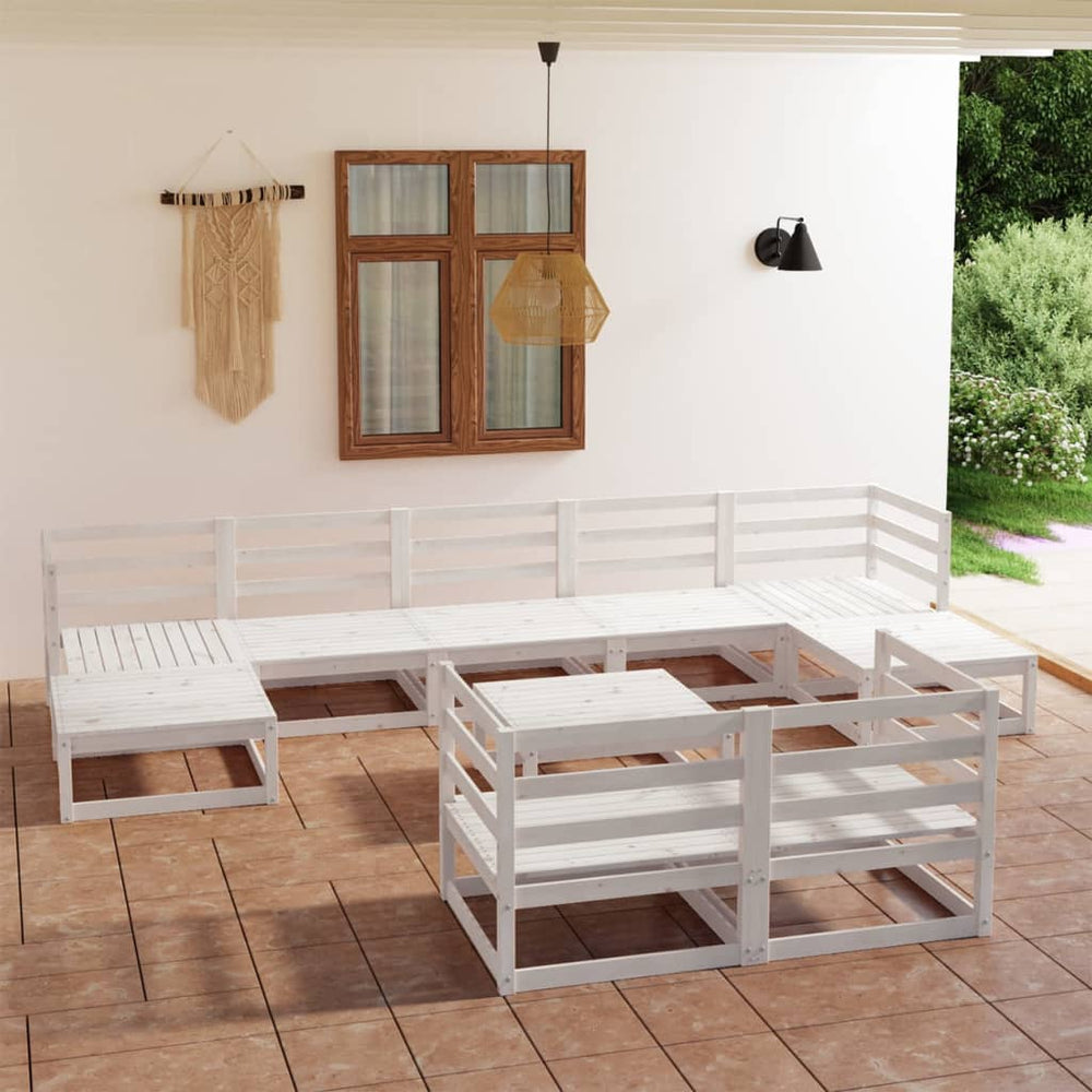 vidaXL 10-piece Garden Lounge Set White Solid Pine Wood