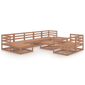 vidaXL 10-Piece Garden Lounge Set Honey Brown Solid Pine Wood