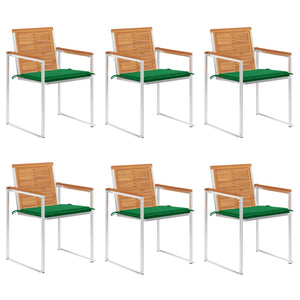 vidaXL Garden Chairs 6 pcs. with Cushions Solid Acacia Wood
