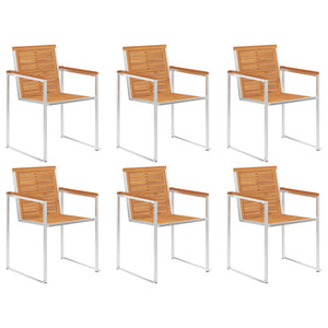 vidaXL Garden Chairs 6 pcs. with Cushions Solid Acacia Wood